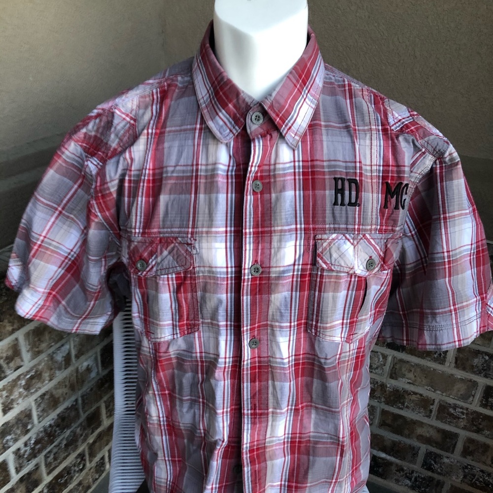 Harley Davidson shirt short sleeve 2XL red / gray